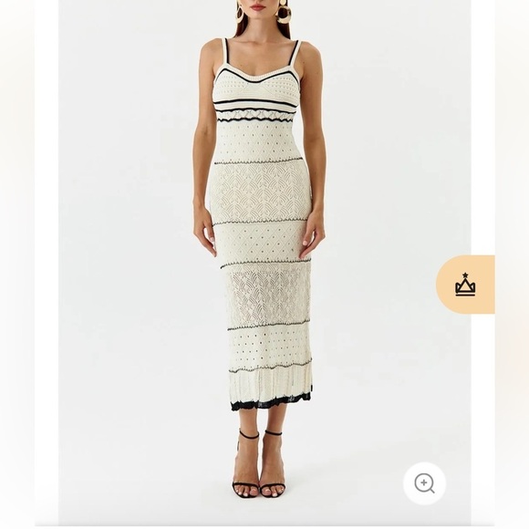 Lucky Brand Crochet striped Dress Ivory black Size S, M and L available - Picture 3 of 12